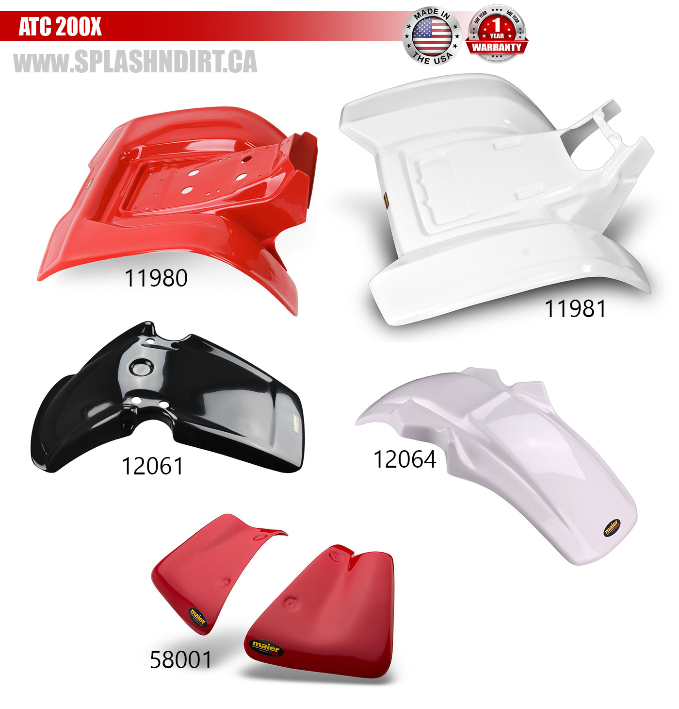 Maier Replacement Front And Rear Fender For Honda Atc 200X | Splash'n Dirt  Distribution Canada